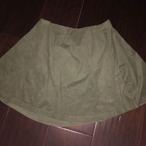 Olive green faux suede skirt